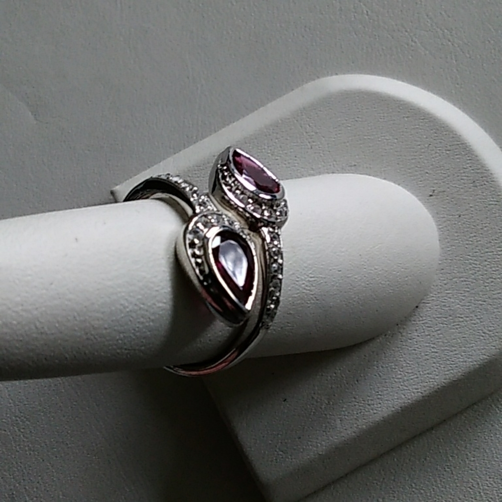 Rhodolite Garnet and Zircon Ring - Picture 4 of 7